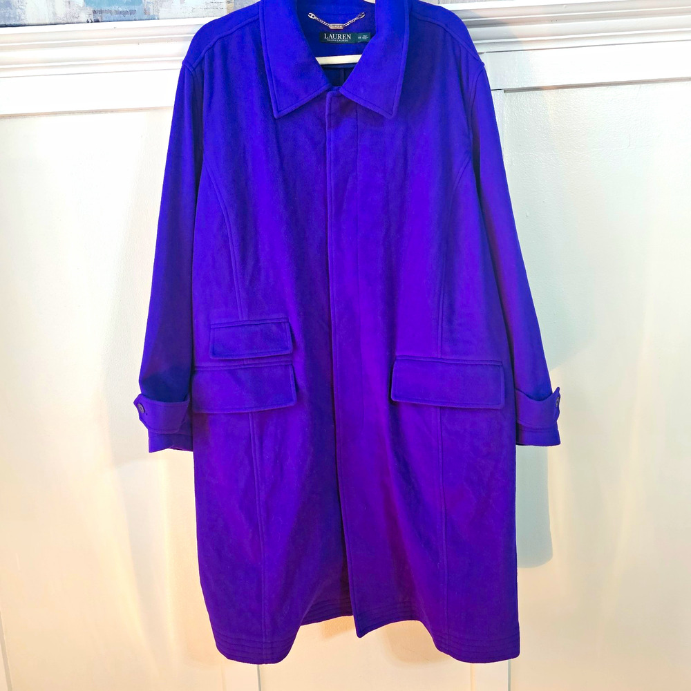 Lauren Ralph Lauren 3X Purple Wool Blend Long Coat Plus Size Quiet Luxury